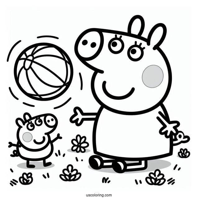 Peppa Playing Ball With Suzy Sheet Coloring