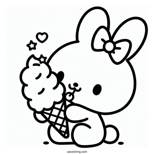 Sanrio Coloring Pages Of Pochacco Eating Ice Cream Cone