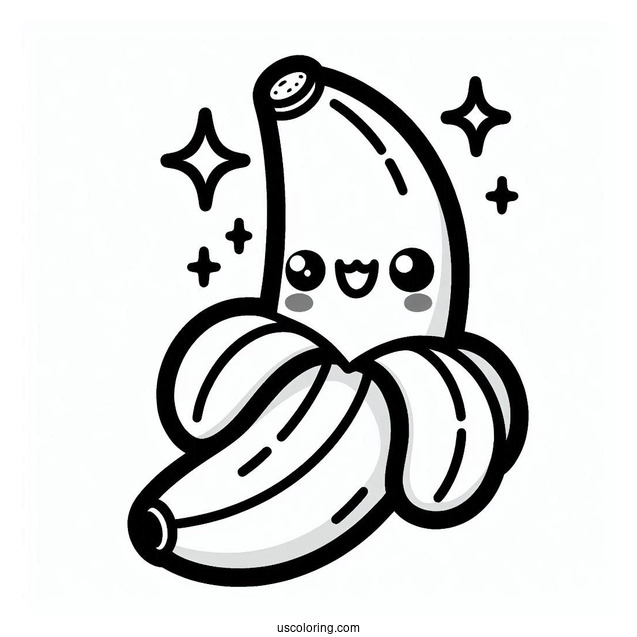 Cute Smiling Kawaii Banana Coloring