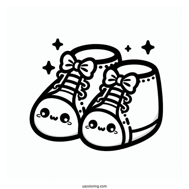 Kawaii Baby Shoes Coloring In