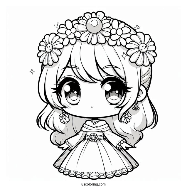 Chibi Anime Princess Daisy Coloring Page For Kids