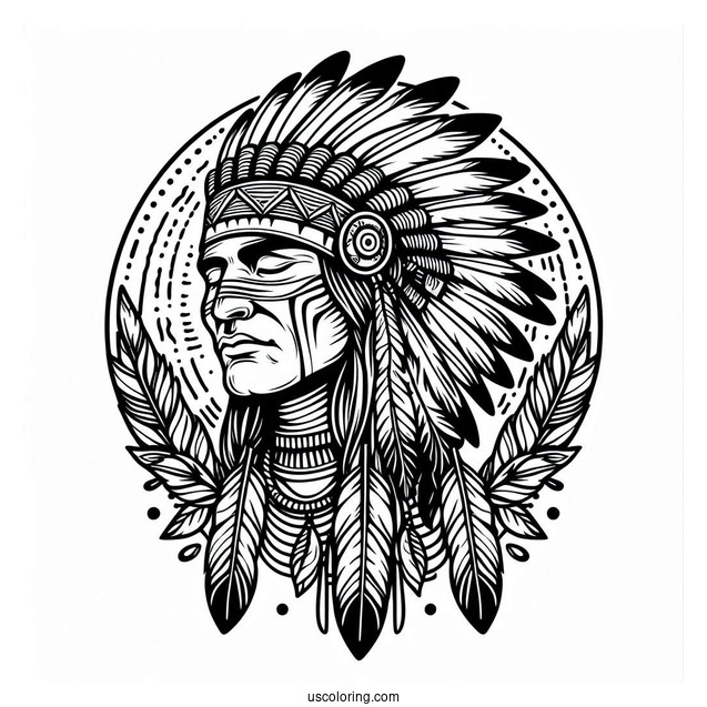 Native American Coloring Page Indian Chief
