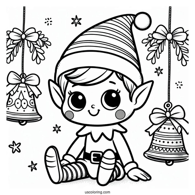 Cute Elf On The Shelf With Christmas Bells