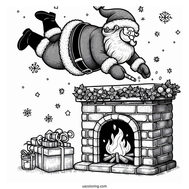 Santa Falling Into Chimney