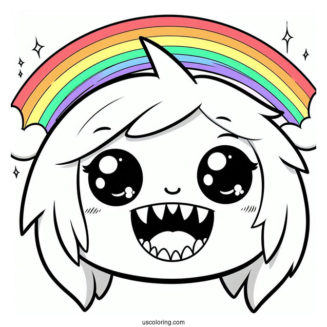 Cyan Smiling With Sharp Teeth Rainbow Friends Coloring Page For Kids