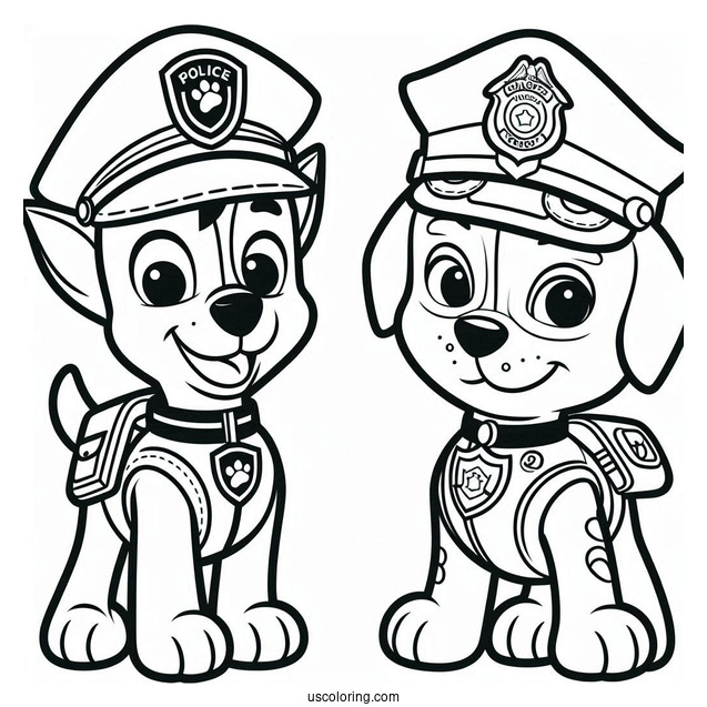 Coloring Picture Of Chase With Police Badges