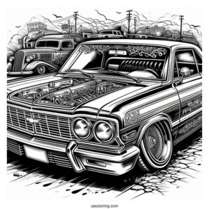 Lowrider Coloring Page Chevrolet Impala With Custom Paint