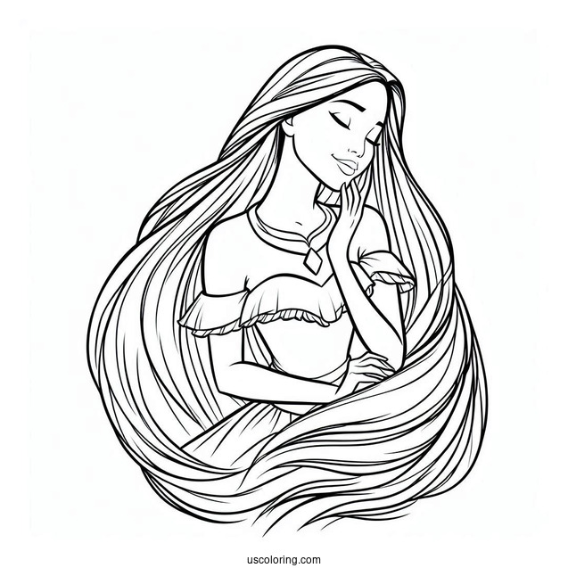 Simple Coloring Page Of Pocahontas