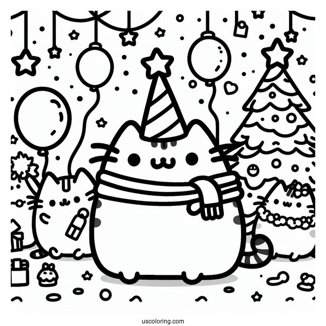 Pusheen Having a Party On NYE
