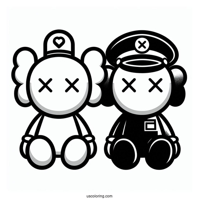 KAWS Coloring Page Dissected Companion