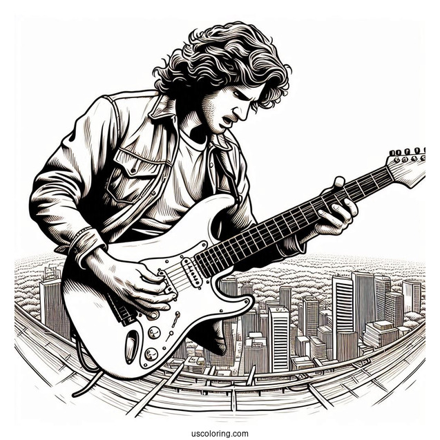 Eddie Munson Shredding Guitar In The Upside Down