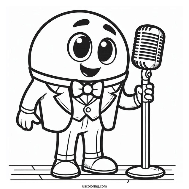 Sing Coloring Page Of Easy Outline Of Mike In Suit For Preschoolers