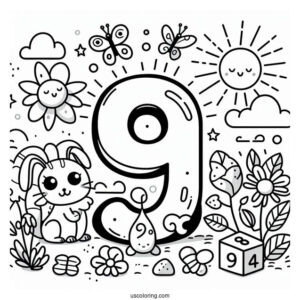 Numberblocks Coloring Page 9 Under The Sun