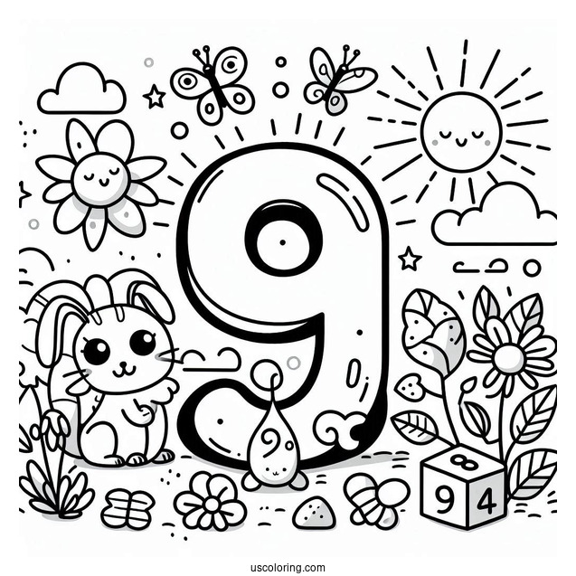 Numberblocks Coloring Page 9 Under The Sun