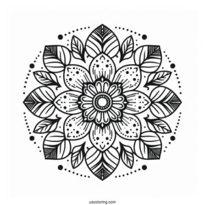 Flower Mandala Coloring Page With Dotted Outline