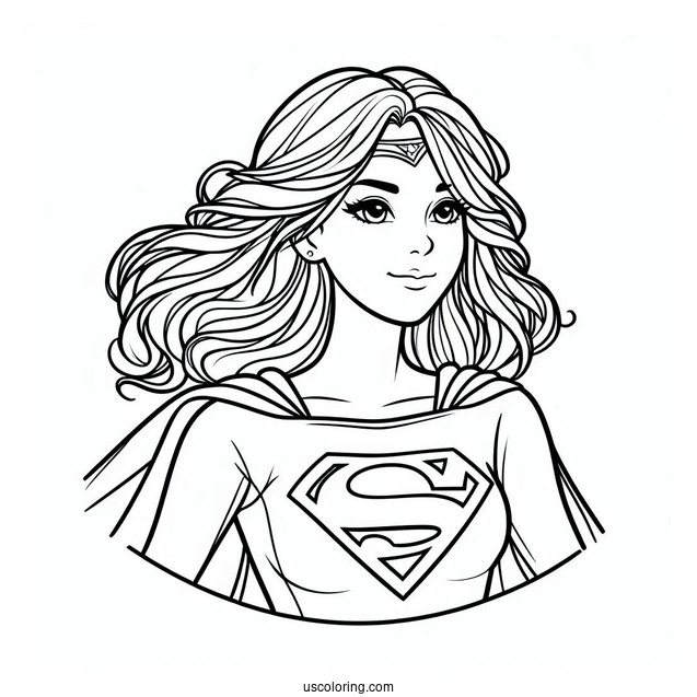 Easy Supergirl Coloring Page For Kids