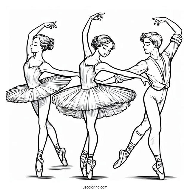 Male And Female Ballerinas To Color