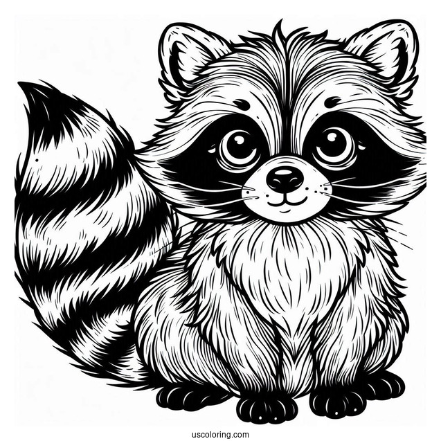 Furry Raccoon Coloring Page For Kids