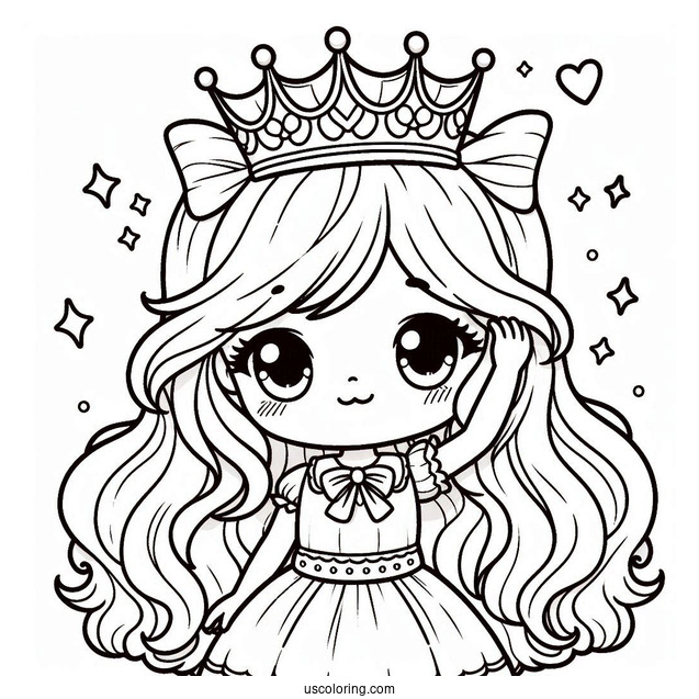 Cute Princess Wearing Simple Crown Coloring Sheet