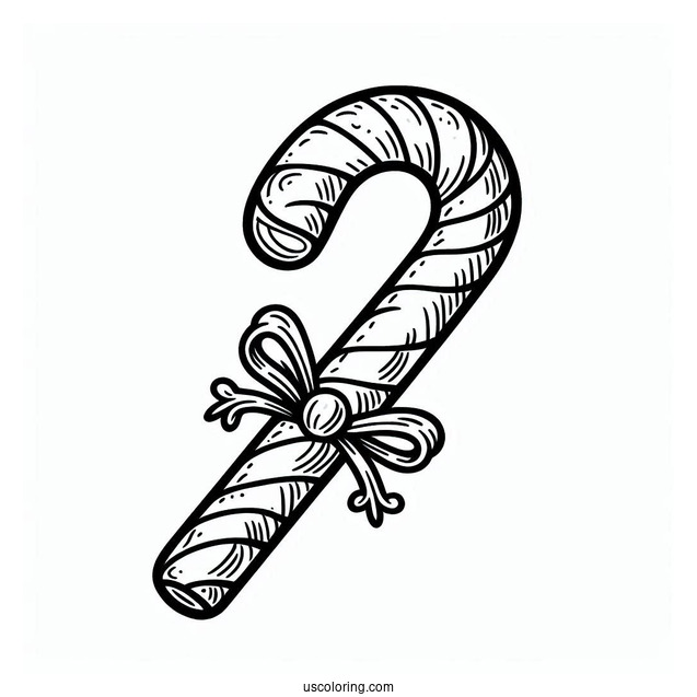 Coloring Sheet Of An Easy Candy Cane