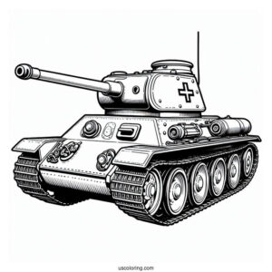 Easy T-34-76 Tank for Coloring In