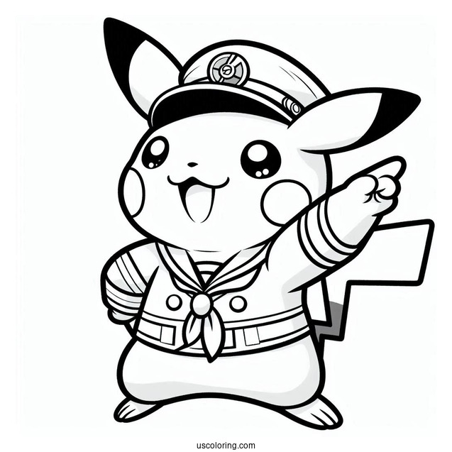 Captain Pikachu Coloring Page