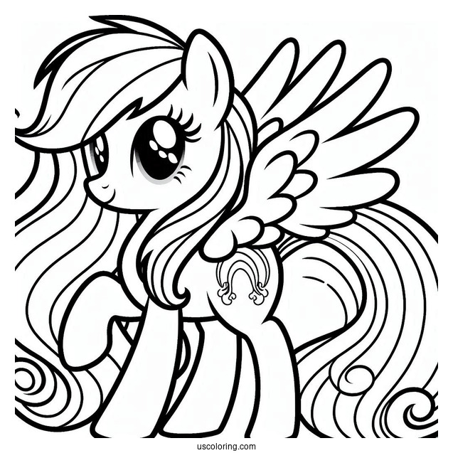 Outline of Princess Rainbow Dash for Preschoolers