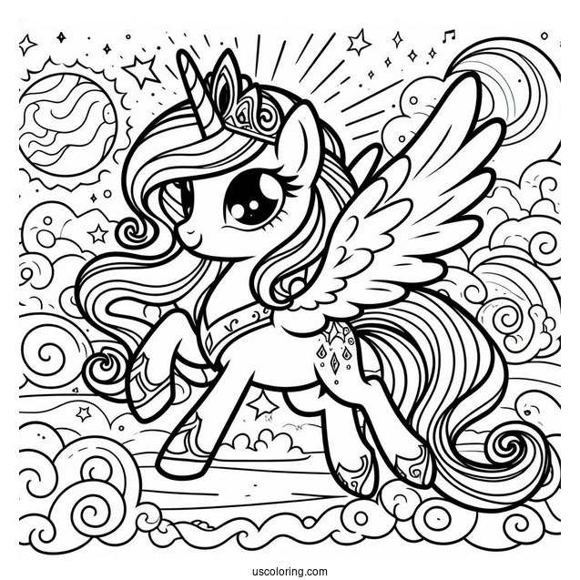 Cartoon Princess Celestia Flying