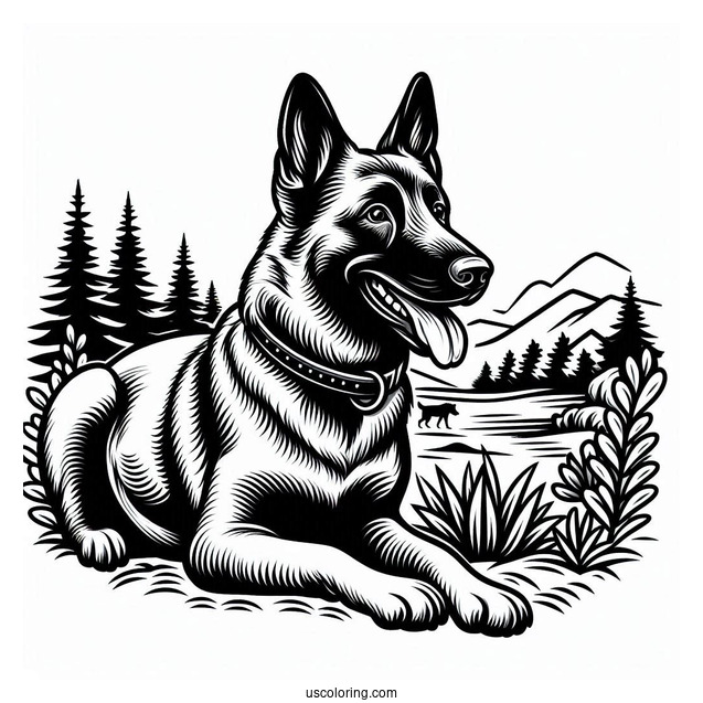 Belgian Malinois Search Dog To Color