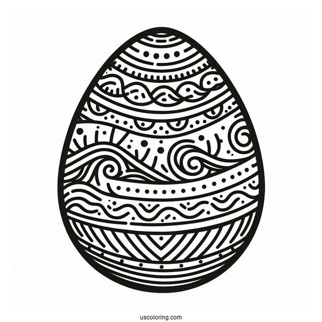 Stripes And Wavy Lines Easter Egg Design