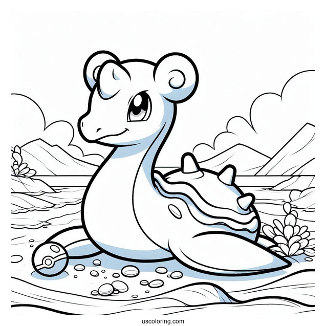 Coloring Page Of Lapras On The Beach