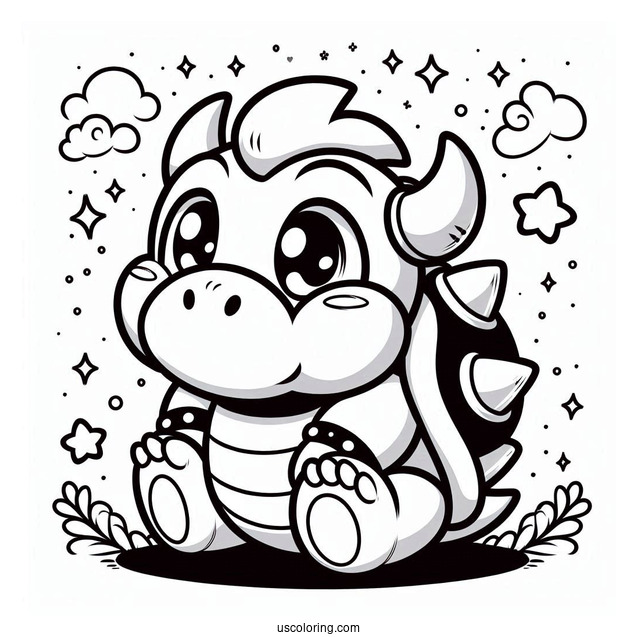 Cute Baby Bowser Coloring Page For Kids