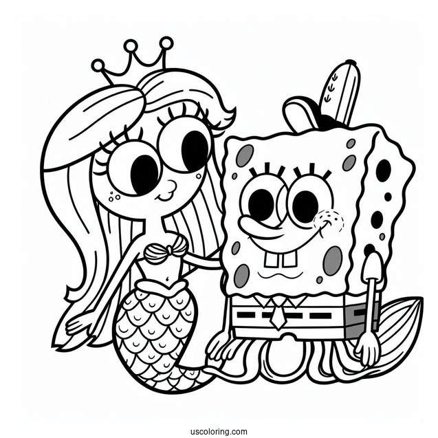 Mermaid Man And Barnacle Boy SpongeBob Coloring Page For Kids