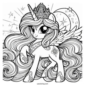 Detailed Princess Celestia Coloring Page
