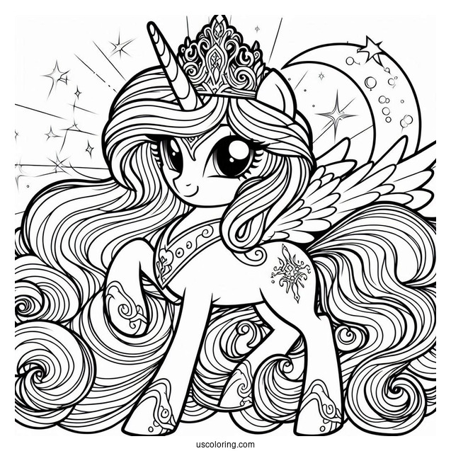 Detailed Princess Celestia Coloring Page