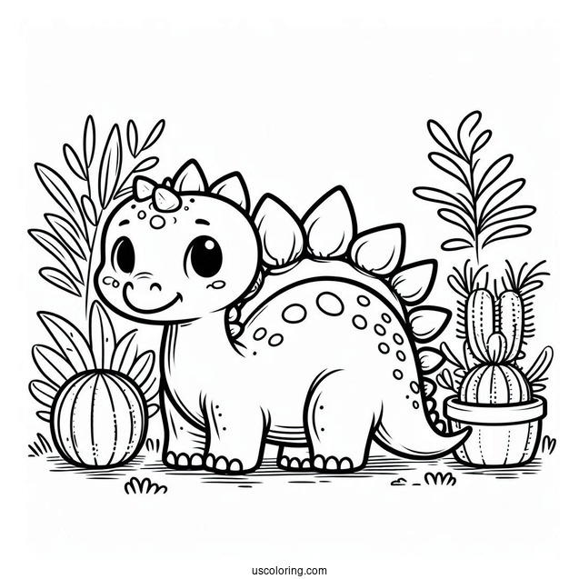 Baby Stegosaurus Coloring Page For Kids
