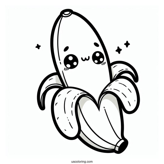 Chibi Banana Coloring Page For Preschoolers
