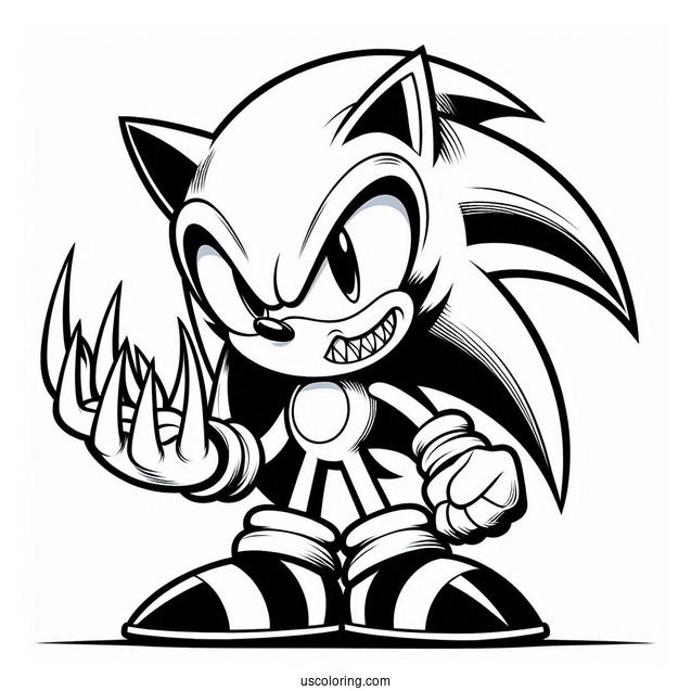 Sonic Exe Coloring Page Showing Sharp Teeth