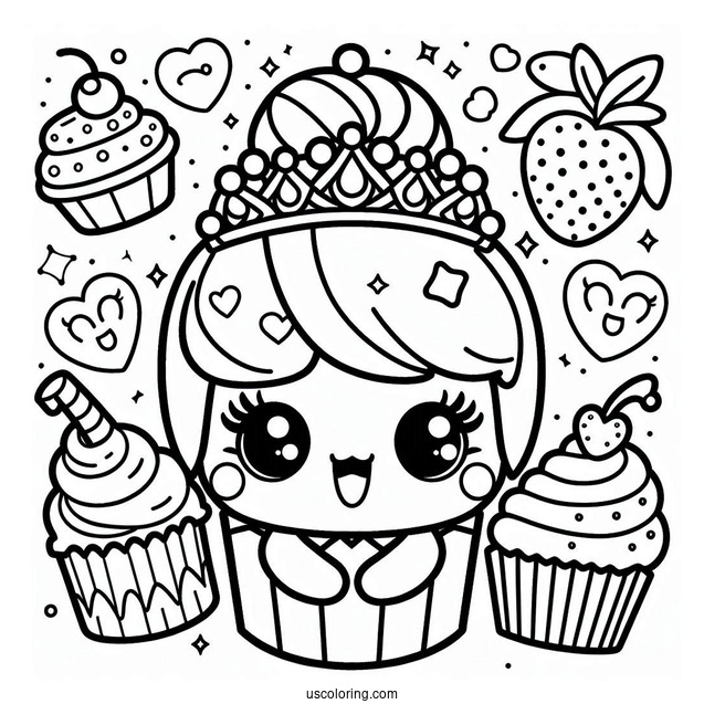 Outline Of Kawaii Cupcake Princess Shopkins
