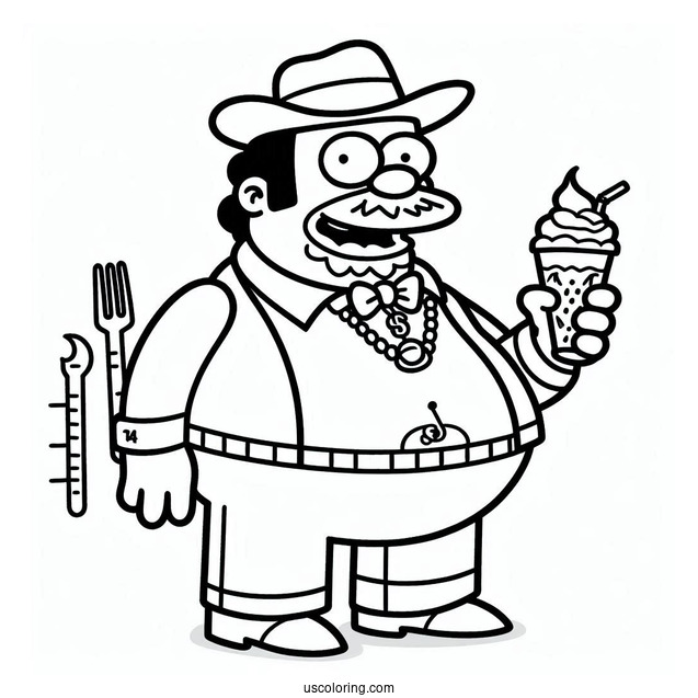 Simpsons Coloring Pages Of Simpsons Fat Tony