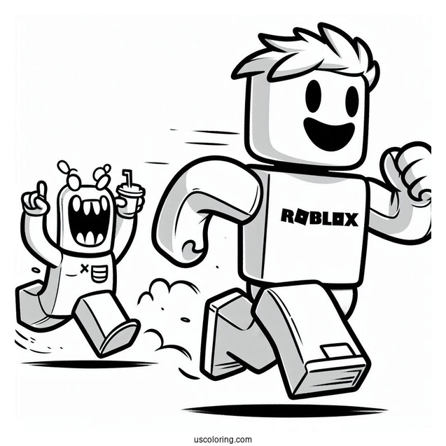 Robox Characters Running From Monster
