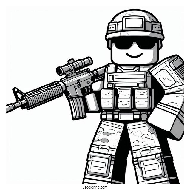 Roblox Soldier Coloring Page With Gun