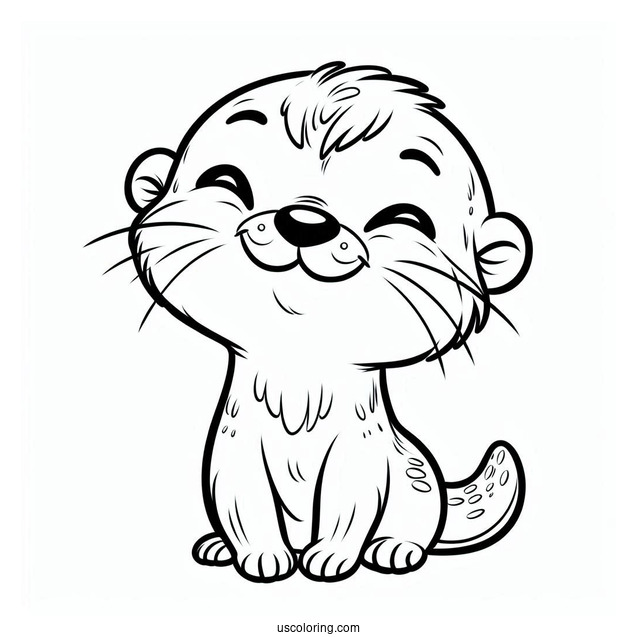 Smiling Otter Coloring Page Outline