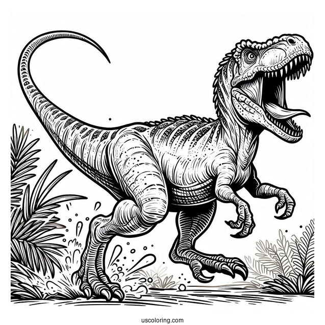 Suchomimus Roaring And Running Coloring Page