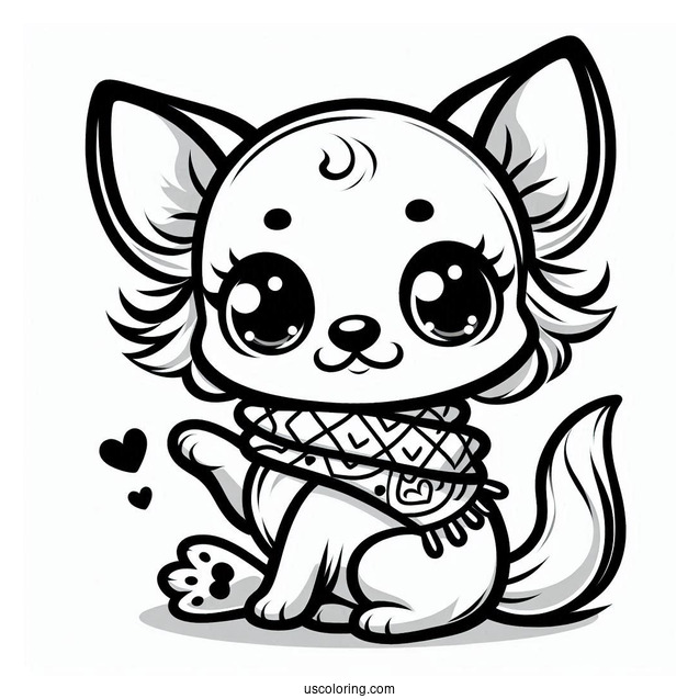 Kawaii Cartoon Chihuahua Coloring Page For Kids