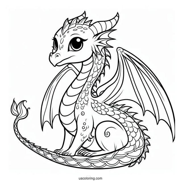 Easy To Color Dragon For Kids