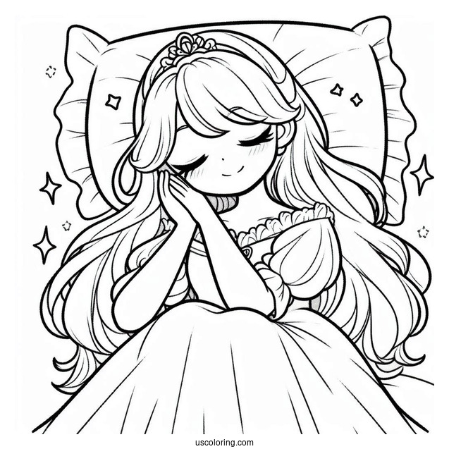 Young Sleeping Beauty Aurora Coloring Sheet For Kids