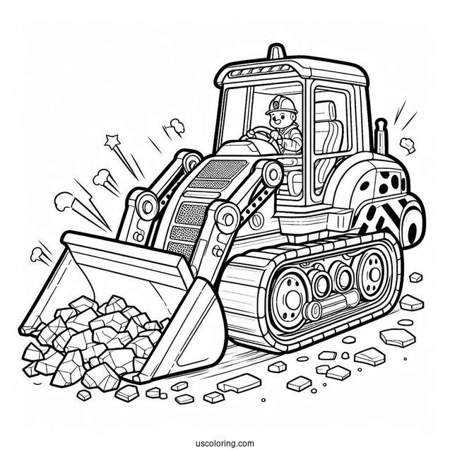 Rubble Driving Bulldozer To Color For Kids