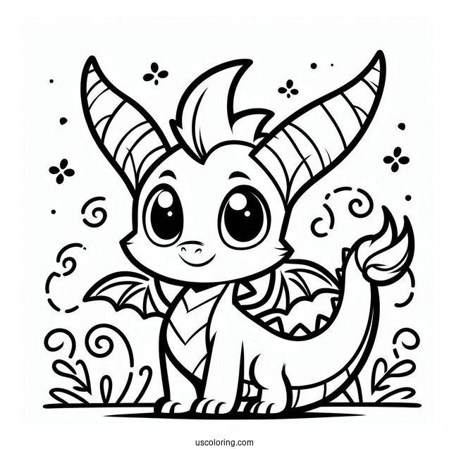Curious Sypro Coloring Page Outline For Kids