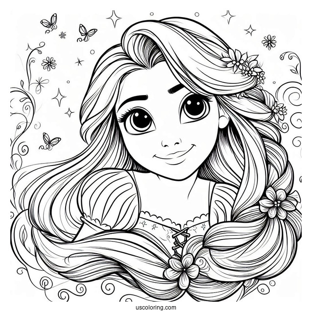 Easy Coloring Page Of Rapunzel
